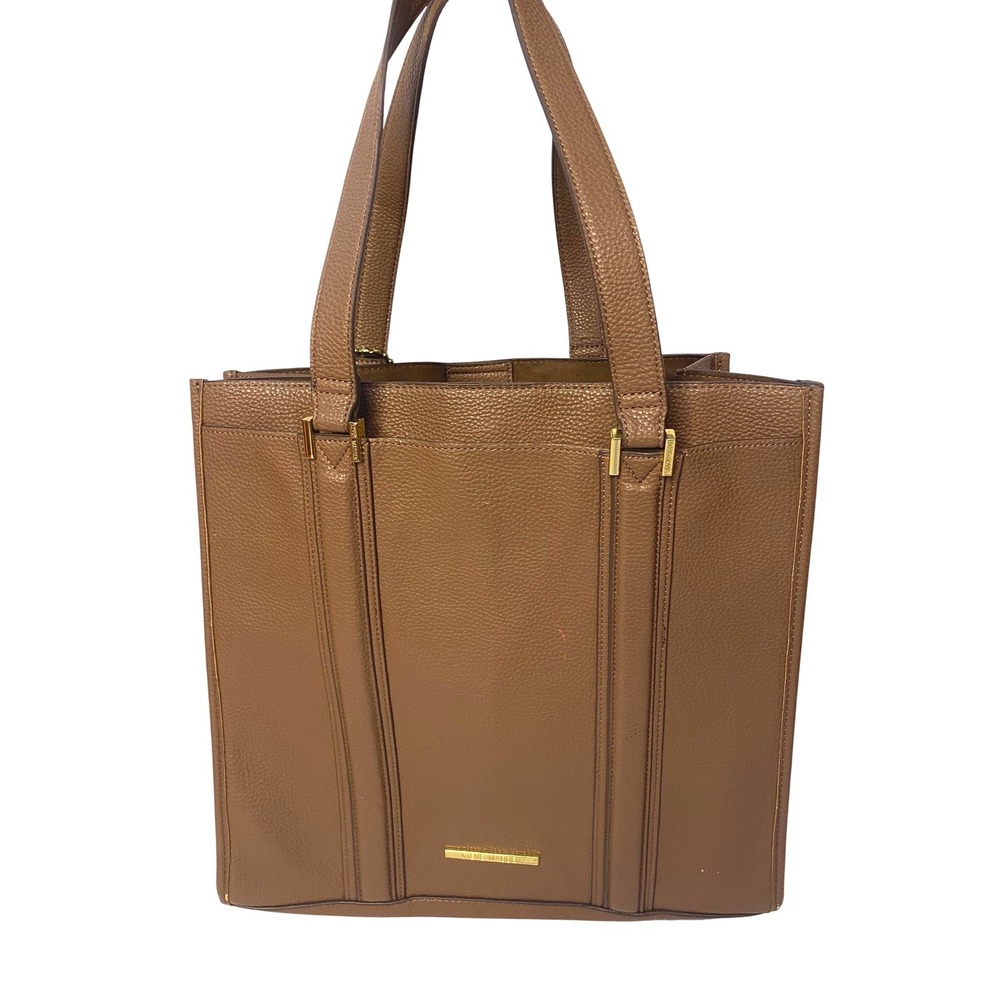 Steve‎ Madden Brown Pebbled Faux Leather Tote Bag Gold Hardware Shopper Handbag